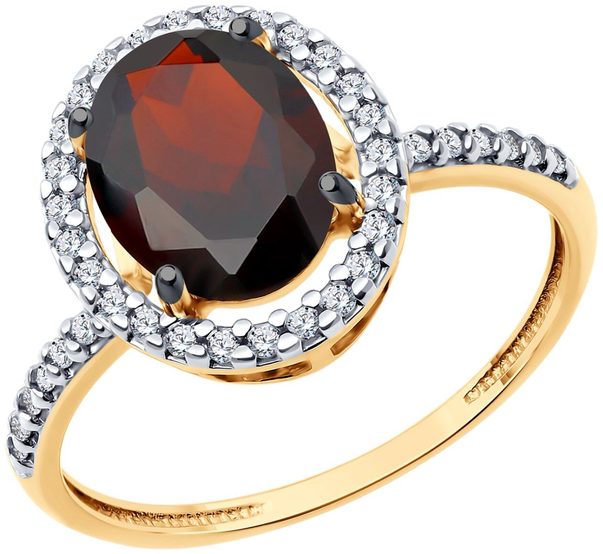 Кольцо Diamant 93-310-01999-3 размер 17.5 вес 1.98 г серебро, гранат, фианит купить,NaN