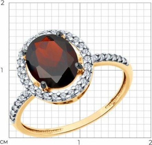 Кольцо Diamant 93-310-01999-3 размер 17.5 вес 2 г серебро, гранат купить,NaN