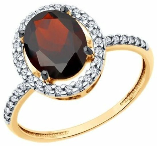 Кольцо Diamant 93-310-01999-3 размер 18.5 вес 2.12 г серебро, гранат, фианит купить,NaN