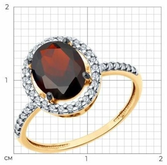 Кольцо Diamant 93-310-01999-3 размер 18.5 вес 2.12 г серебро, гранат, фианит купить,NaN