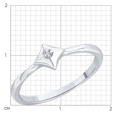 Кольцо Diamant 94-210-02137-1_17 размер 17 вес 1.38 г серебро, бриллиант купить,NaN
