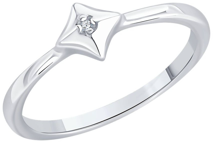 Кольцо Diamant 94-210-02137-1_175 размер 17.5 вес 1.485 г серебро, бриллиант купить,NaN