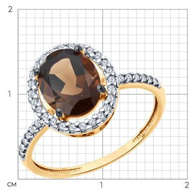 Кольцо Diamant 93-310-01999-4_17 размер 17 вес 1.98 г серебро, раухтопаз купить,NaN