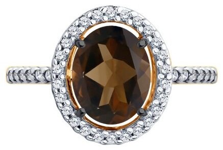 Кольцо Diamant 93-310-01999-4_19 размер 19 вес 1.98 г серебро, раухтопаз, фианит купить,NaN