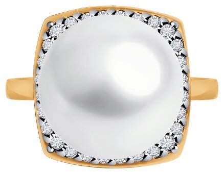Кольцо Diamant 93-310-02600-1_s размер 17.5 вес 4.22 г серебро, фианит, жемчуг купить,NaN