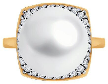 Кольцо Diamant 93-310-02600-1_s размер 17.5 вес 4.22 г серебро, фианит, жемчуг купить,NaN