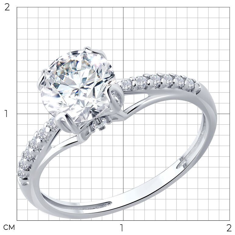 Кольцо Diamant 94-110-00035-1 размер 17 вес 1.7 г серебро, фианит купить,NaN