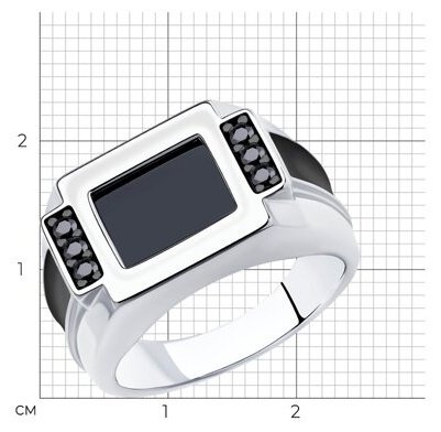 Кольцо Diamant 94-112-00488-2_21 размер 21 вес 6.56 серебро, оникс купить,NaN