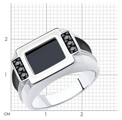 Кольцо Diamant 94-112-00488-2_21 размер 21 вес 6.56 серебро, оникс купить,NaN