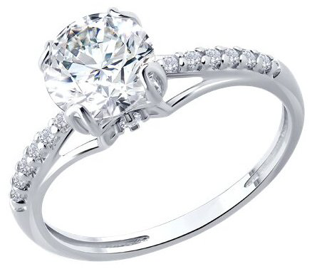 Кольцо Diamant 94-110-00035-1_16 размер 16 вес 1.7 г серебро, фианит купить,NaN