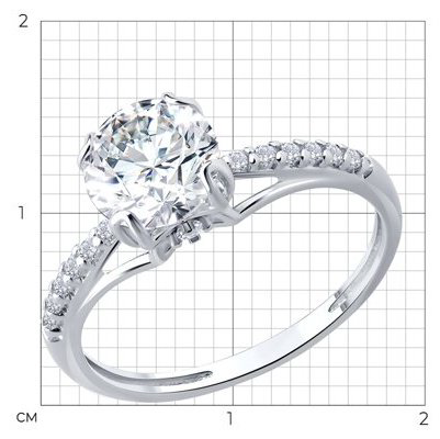 Кольцо Diamant 94-110-00035-1_17 размер 17 вес 1.75 г серебро, фианит купить,NaN