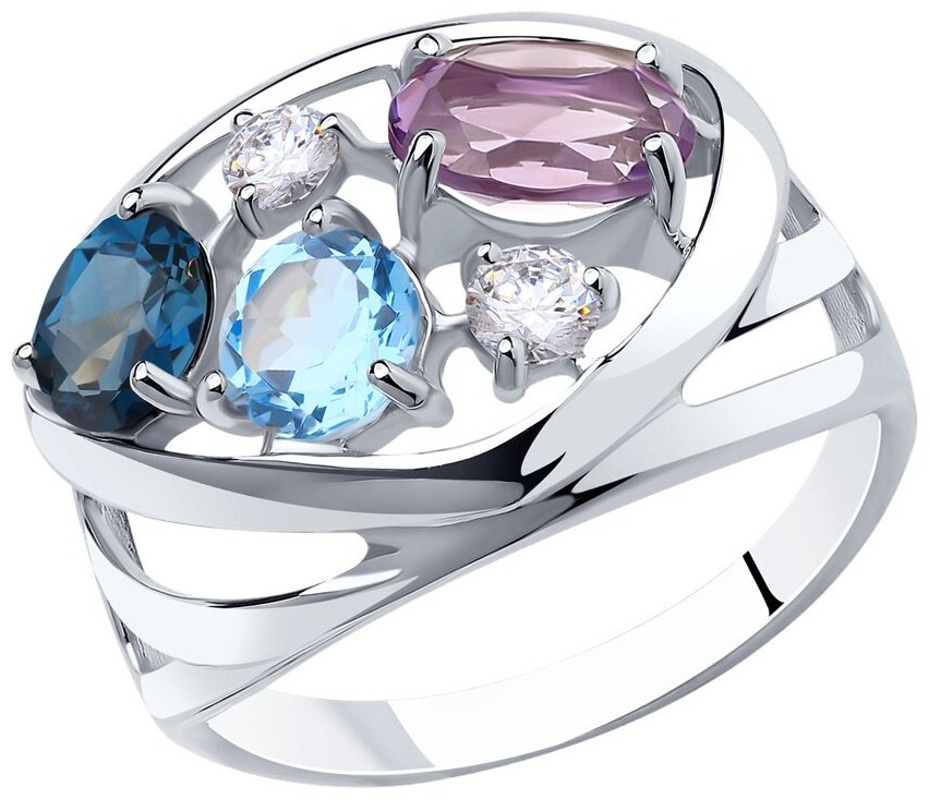 Кольцо Diamant 94-310-00658-1_19 размер 19 вес 3.45 г серебро, аметист купить,NaN