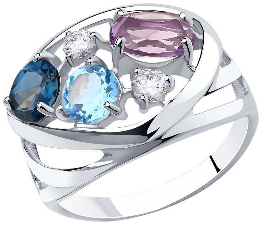 Кольцо Diamant 94-310-00658-1_19 размер 19 вес 3.45 г серебро, аметист купить,NaN