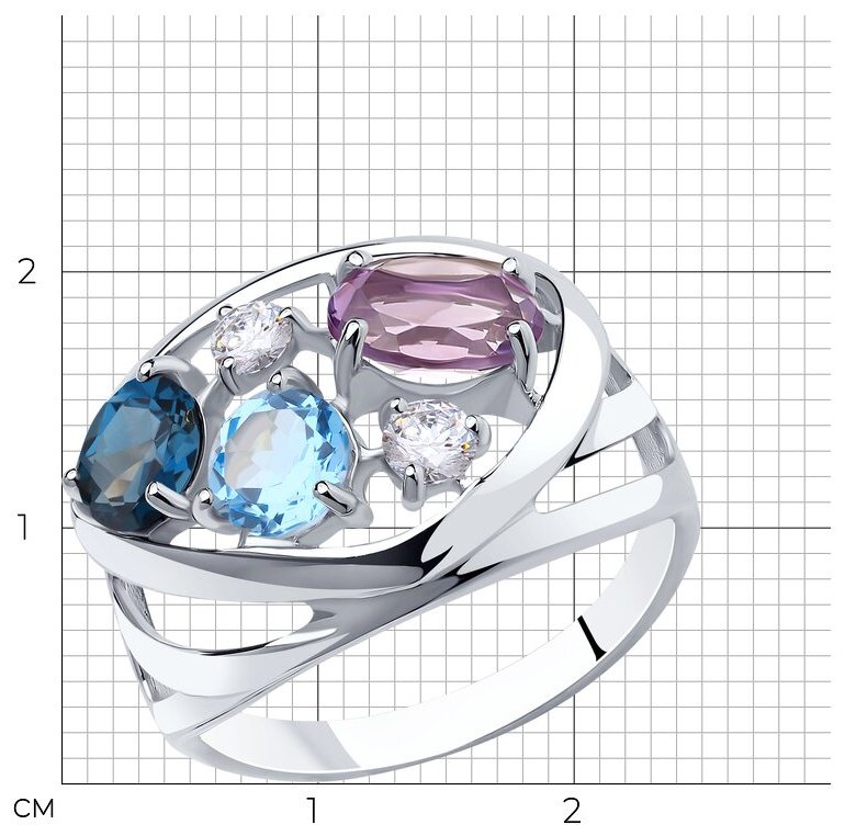 Кольцо Diamant 94-310-00658-1_19 размер 19 вес 3.45 г серебро, аметист купить,NaN