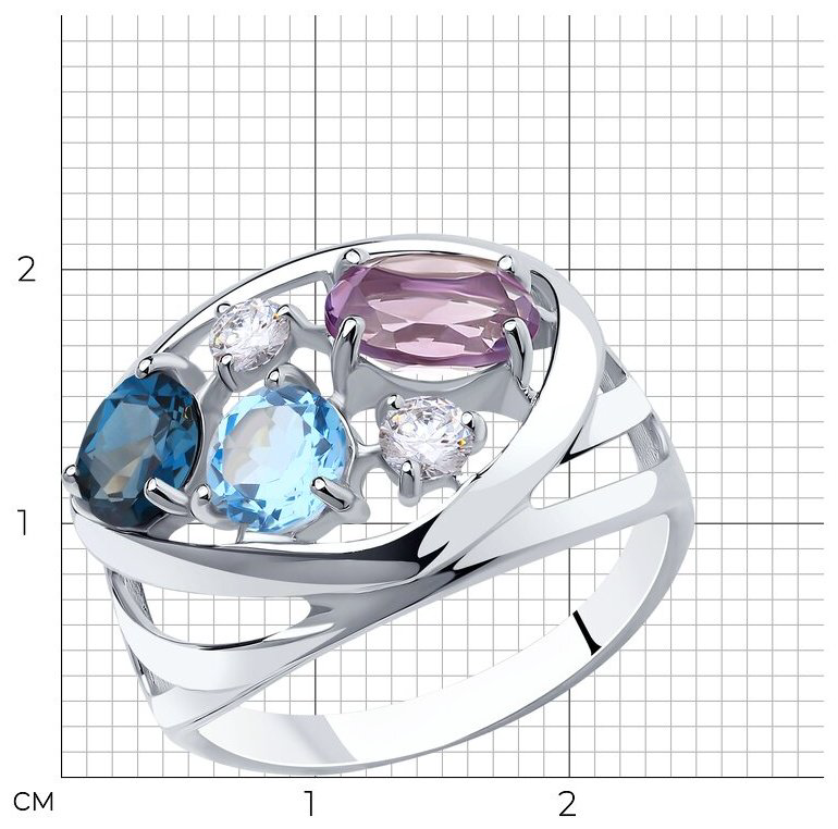 Кольцо Diamant 94-310-00658-1_19 размер 19 вес 3.45 г серебро, аметист купить,NaN
