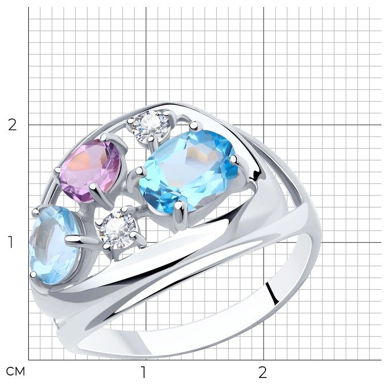 Кольцо Diamant 94-310-00660-2_18 размер 18 вес 3.16 г серебро, топаз купить,NaN