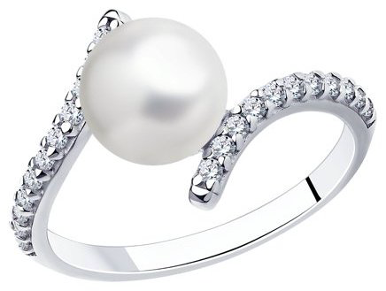 Кольцо Diamant 94-310-01118-1_18 размер 18 вес 2.273 г серебро, жемчуг купить,NaN