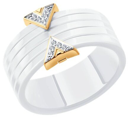 Кольцо Diamant D51-210-00150-1A размер 17 вес 4.37 г золото, бриллиант, керамика купить,NaN