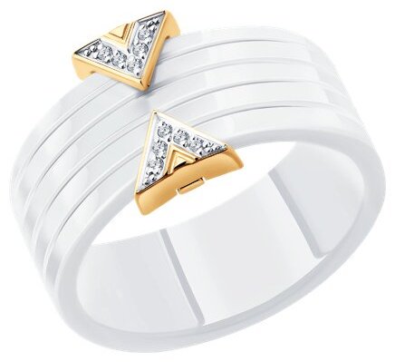 Кольцо Diamant D51-210-00150-1A размер 17.5 вес 4.37 г золото, бриллиант, керамика купить,NaN