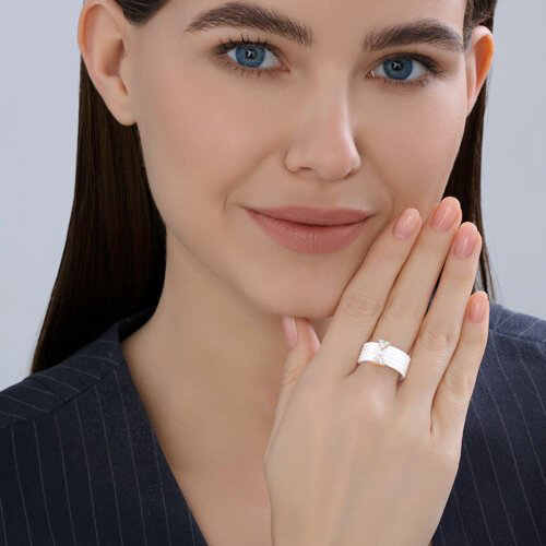 Кольцо Diamant D51-210-00150-1A размер 17.5 вес 4.37 г золото, бриллиант, керамика купить,NaN