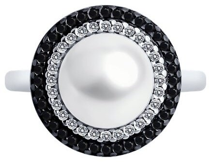 Кольцо Diamant 94-310-01918-1_s размер 17.5 вес 3.89 г серебро, жемчуг, фианит, шпинель купить,NaN