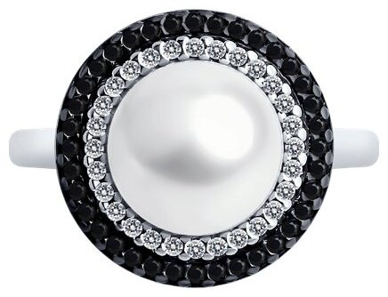 Кольцо Diamant 94-310-01918-1_s размер 17.5 вес 3.89 г серебро, жемчуг, фианит, шпинель купить,NaN
