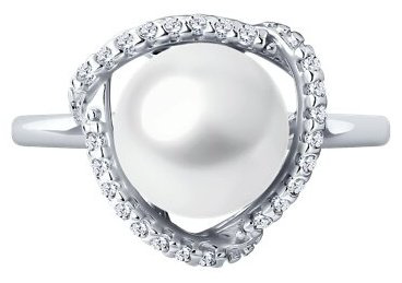 Кольцо Diamant 94-310-01922-1 размер 17 вес 2.33 г серебро, фианит, культивированный жемчуг купить,NaN