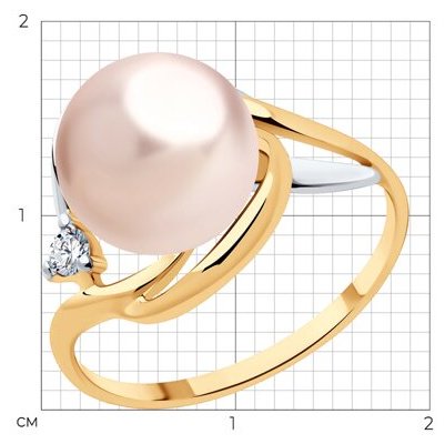 Кольцо Diamant D93-310-01925-1_s размер 19 вес 2.78 г серебро, культивированный жемчуг, фианит купить,NaN