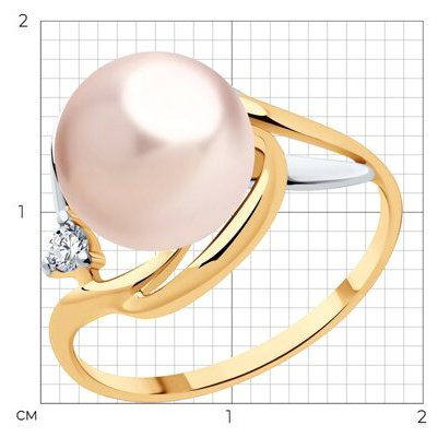 Кольцо Diamant D93-310-01925-1_s размер 19 вес 2.78 г серебро, культивированный жемчуг, фианит купить,NaN