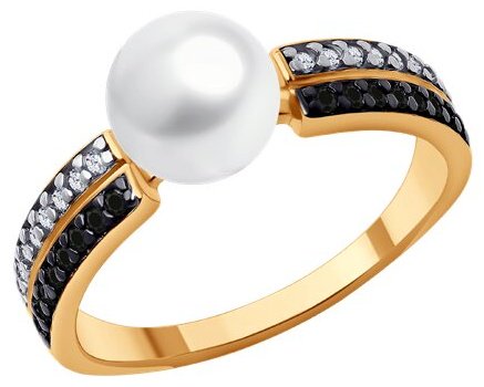 Кольцо Diamant D93-310-02623-1A размер 17 вес 2.3 г серебро, фианит, шпинель, жемчуг купить,NaN