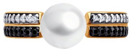 Кольцо Diamant D93-310-02623-1A размер 17 вес 2.3 г серебро, фианит, шпинель, жемчуг купить,NaN
