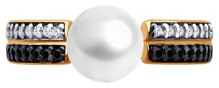 Кольцо Diamant D93-310-02623-1A размер 18 вес 2.3 г серебро, фианит, жемчуг, шпинель купить,NaN