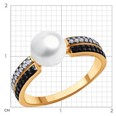 Кольцо Diamant D93-310-02623-1A размер 18 вес 2.3 г серебро, фианит, жемчуг, шпинель купить,NaN