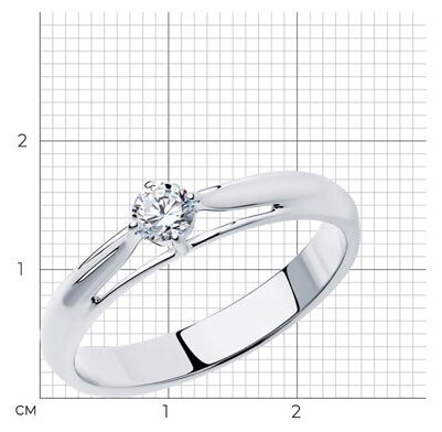 Кольцо Diamant 94-110-01381-1_165 размер 16.5 вес 1.78 г серебро, фианит купить,NaN