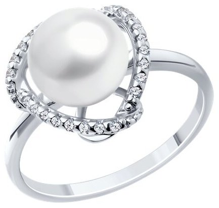 Кольцо Diamant 94-310-01922-1_19 размер 19 вес 2.48 г серебро, жемчуг купить,NaN