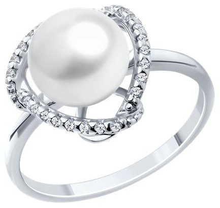 Кольцо Diamant 94-310-01922-1_19 размер 19 вес 2.48 г серебро, жемчуг купить,NaN