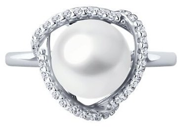 Кольцо Diamant 94-310-01922-1_s размер 19 вес 2.48 г серебро, жемчуг, фианит купить,NaN