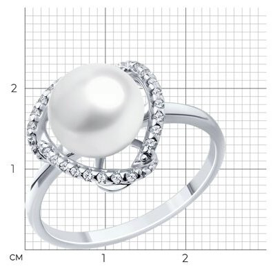 Кольцо Diamant 94-310-01922-1_s размер 19 вес 2.48 г серебро, жемчуг, фианит купить,NaN