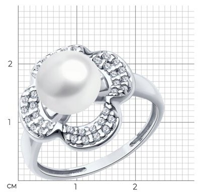 Кольцо Diamant 94-310-01923-1_19 размер 19 вес 3.06 г серебро, жемчуг купить,NaN