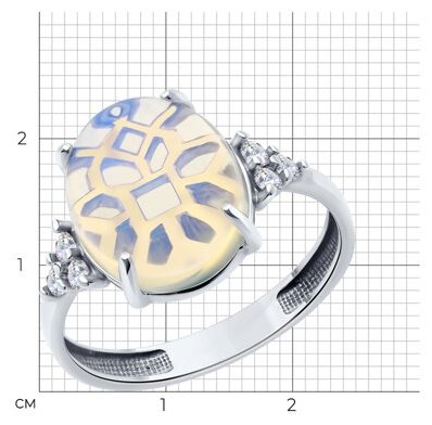 Кольцо Diamant D94-310-01837-1_s размер 18 вес 2.56 г серебро, опал, фианит купить,NaN