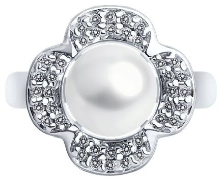 Кольцо Diamant 94-310-01923-1_s размер 17 вес 3.06 г серебро, жемчуг, фианит купить,NaN