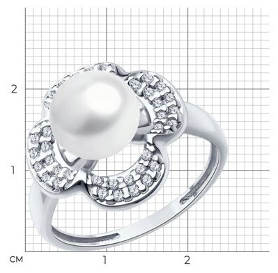 Кольцо Diamant 94-310-01923-1_s размер 17 вес 3.06 г серебро, жемчуг, фианит купить,NaN