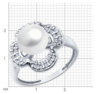 Кольцо Diamant 94-310-01923-1_s размер 19 вес 3.06 г серебро, жемчуг, фианит купить,NaN