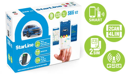 Автосигнализация StarLine S66 V2 BT 2CAN+4LIN 2SIM GSM купить,NaN