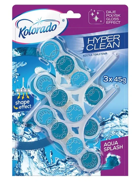Туалетный блок Kolorado Hyper Clean aqua splash 45г 3шт купить,NaN