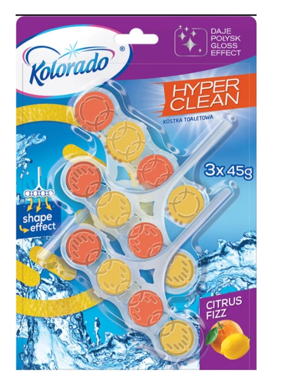 Туалетный блок Kolorado Hyper Clean citrus fizz 45г 3шт купить,NaN