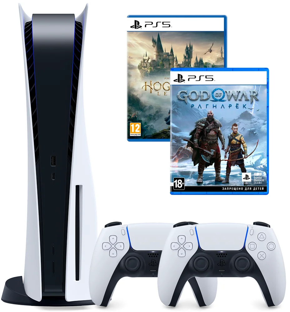 Игровая консоль Sony PlayStation 5 + Dualsense White + Hogwarts Legacy + God of War Ragnarok