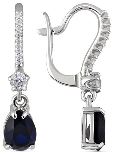 Серьги КРИСТАЛЛ NI60400226773 вес 2.65 г золото, сапфир, фианит купить,180200