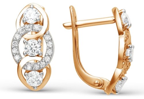 Серьги Династия 001002-1102 вес 2.66 г золото, фианит купить,180880