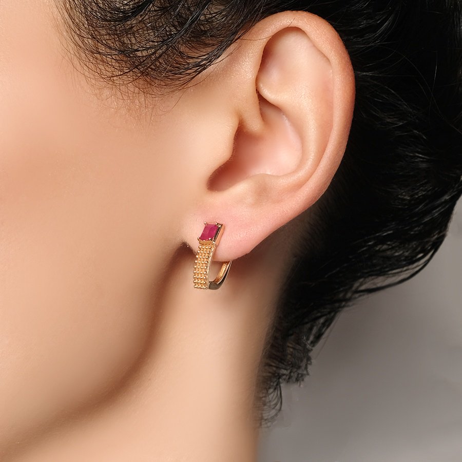 Серьги КРИСТАЛЛ NJ57100226773 вес 3.56 г золото, рубин купить,242080